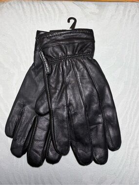 Men's Black Leather Gloves with Thermal Lining